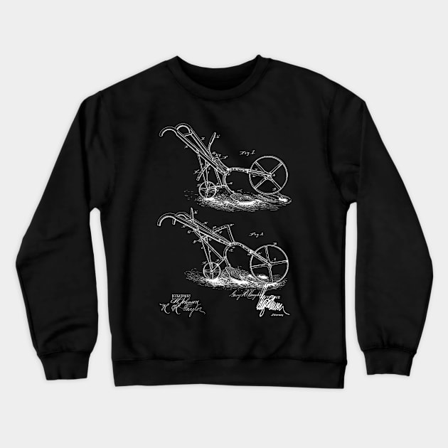 Garden Plow Vintage Patent Hand Drawing Crewneck Sweatshirt by TheYoungDesigns